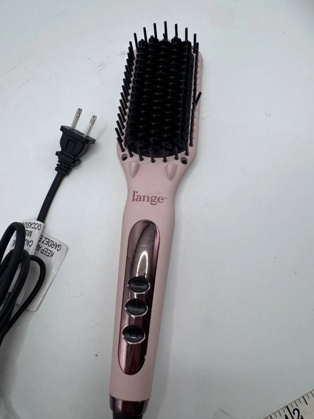 LAnge Hair Le Vite Heated Straightening Brush Pink Adjustable Temp Settings